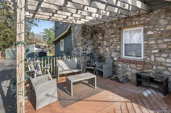 a building outdoor space with patio furniture