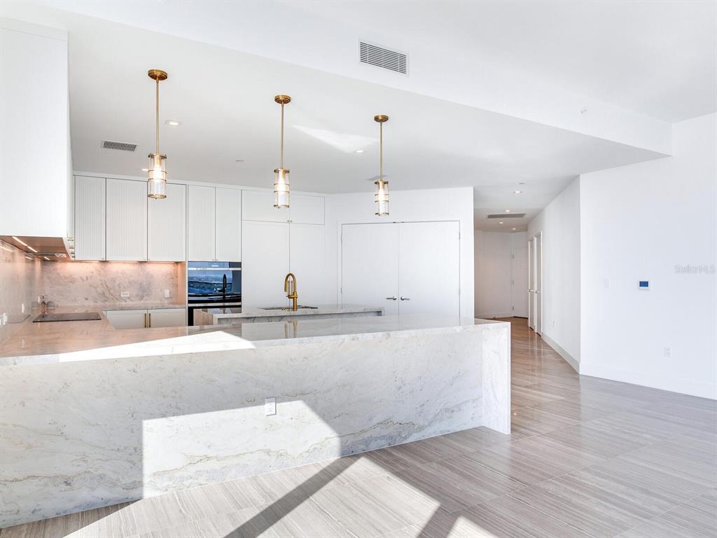 3101 Bayshore Boulevard, Unit 2204 Tampa, FL 33629 - Photo 10 of 60 a large white kitchen with a large island oven a sink with wooden floor