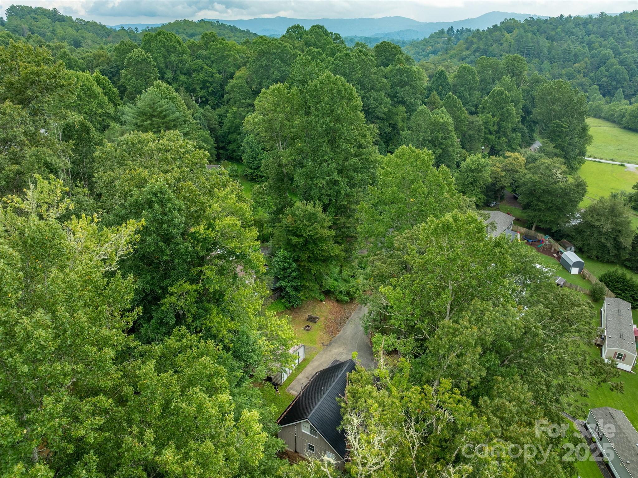 120 Wolf Pen Cove Road Brevard, NC 28712 - Photo 27 of 32 an aerial view of residential house with outdoor space and trees all around