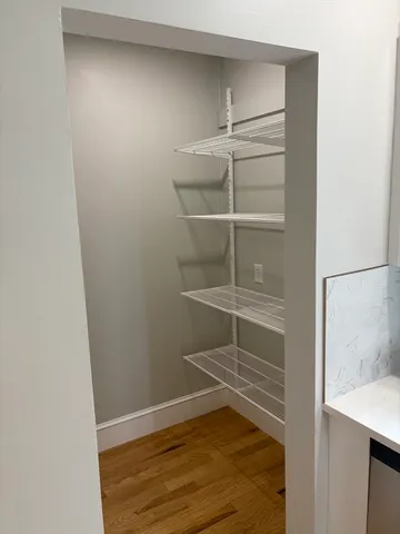 a view of an empty walk in closet