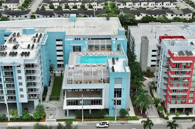 a front view of a multi story building