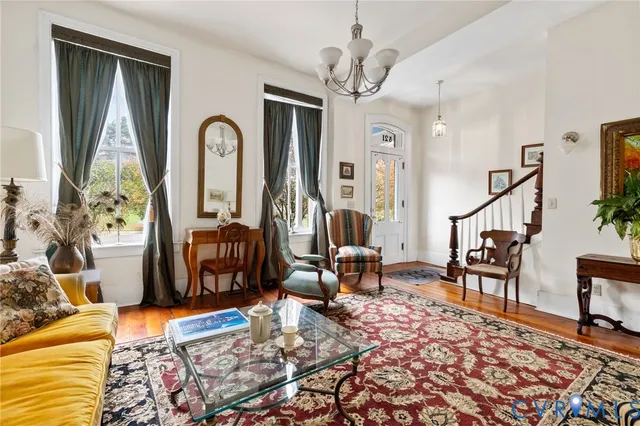 a living room with furniture