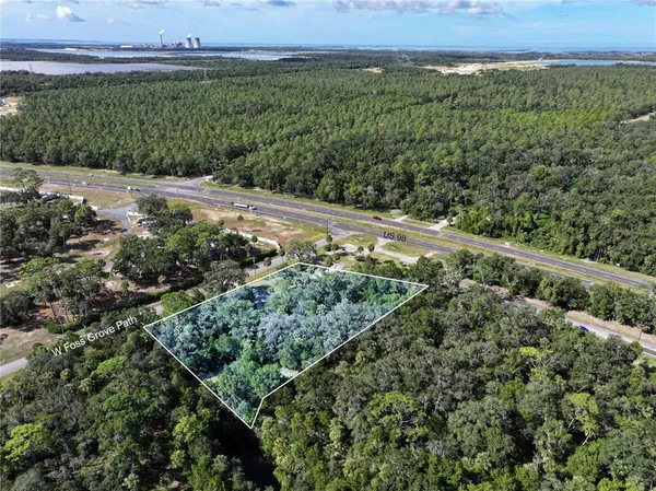 a view of a green field with mountains in the background