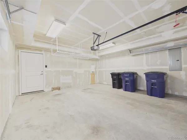 a view of an empty room with racks