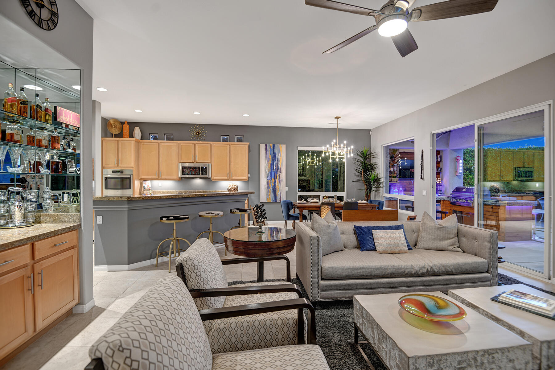 69792 Matisse Road Cathedral City, CA 92234 - Photo 18 of 71 LIVING TO DINING AND KITCHEN NIGHT MLS