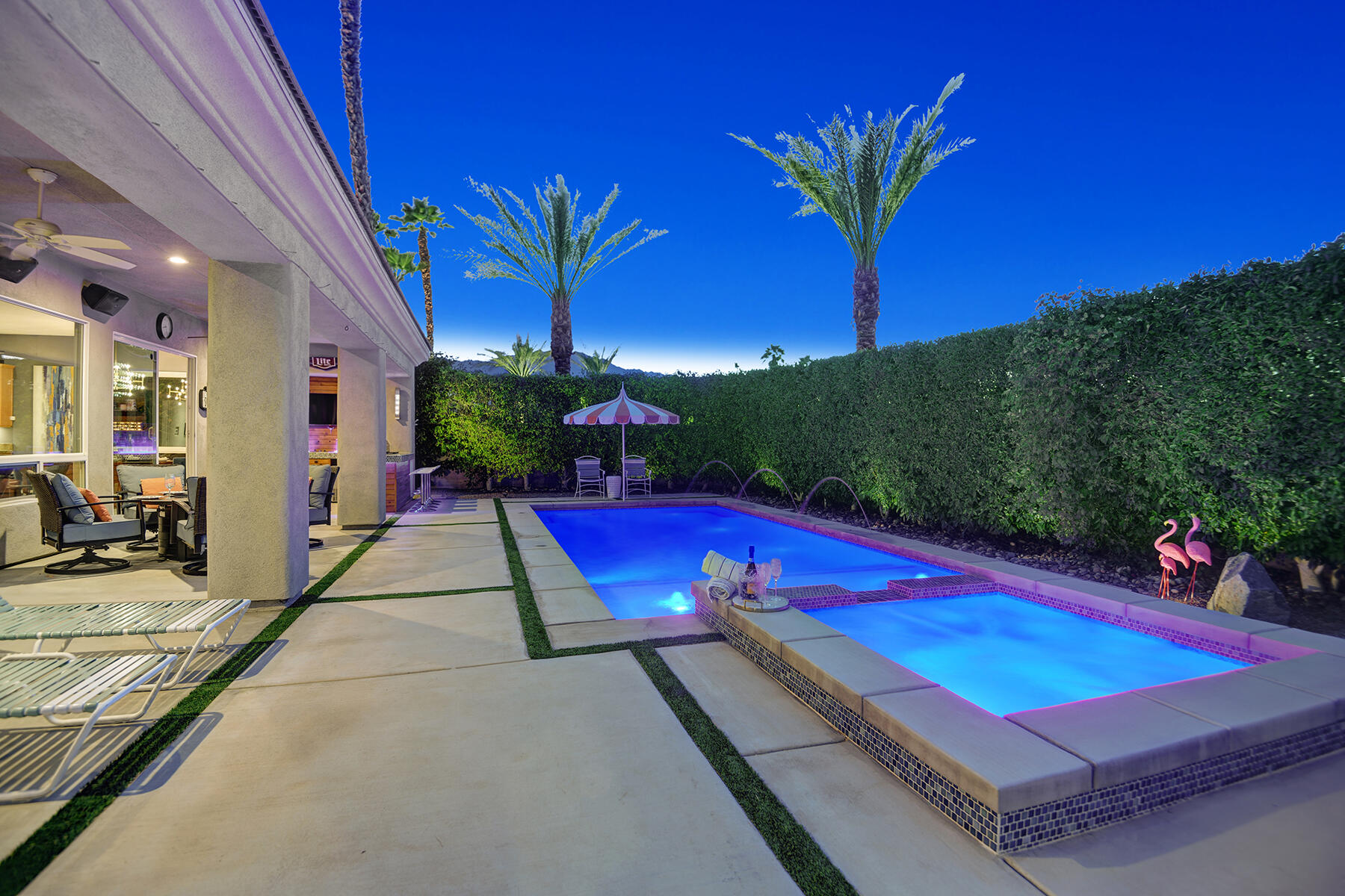 69792 Matisse Road Cathedral City, CA 92234 - Photo 64 of 71 SPA AND POOL ANGLED OUT NIGHT MLS