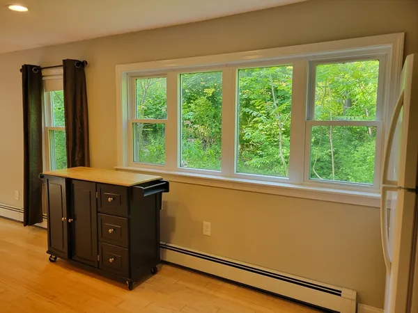 a room with large window