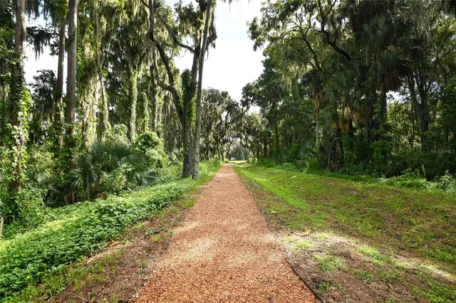 a view of path along with green space