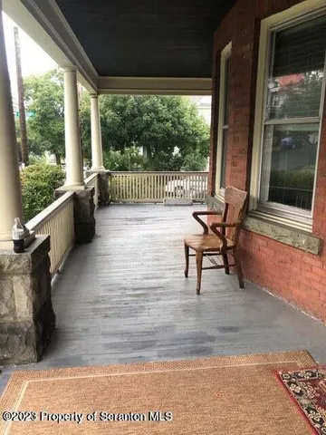 a building outdoor space with seating