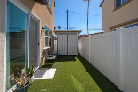 a view of backyard from deck