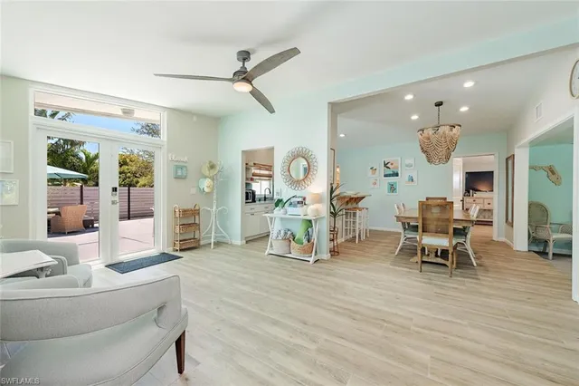 a living room with furniture