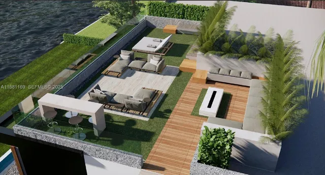 an aerial view of house with yard