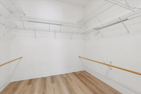 a view of a room with racks on the wall