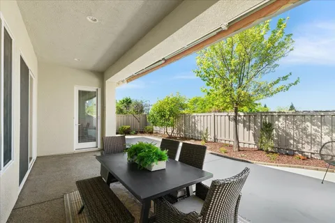 a outdoor view with a seating space