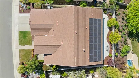 an aerial view of a house