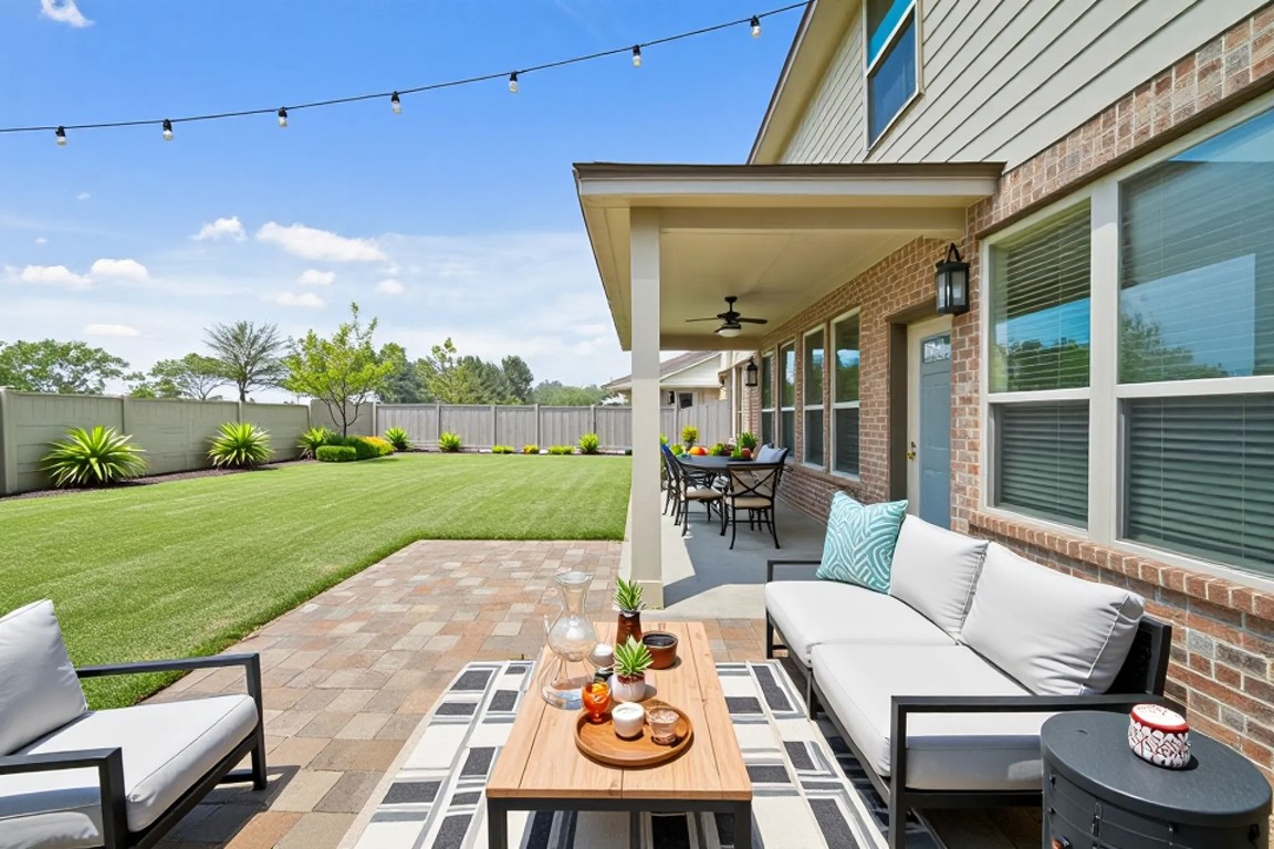 13230 Dover Bluff Drive Rosharon, TX 77583 - Photo 5 of 33 Virtual Staged Backyard with two patios for entertaining