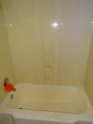 a bathroom with a bathtub