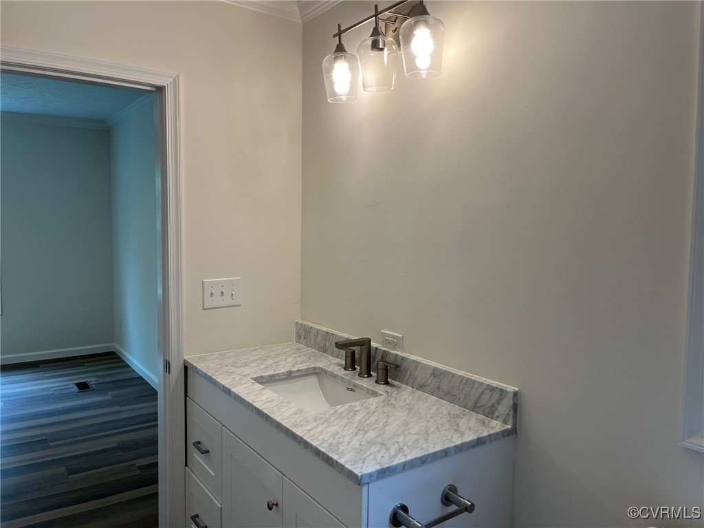 2861 Pattie Road Buckingham, VA 23921 - Photo 10 of 20 a bathroom with a granite countertop sink and a mirror