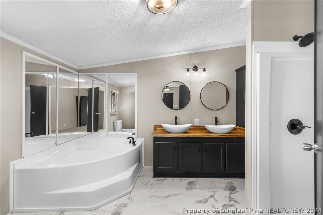 8002 Fayetteville Road Godwin, NC 28344 - Photo 19 of 40 a bathroom with a sink a toilet and a mirror
