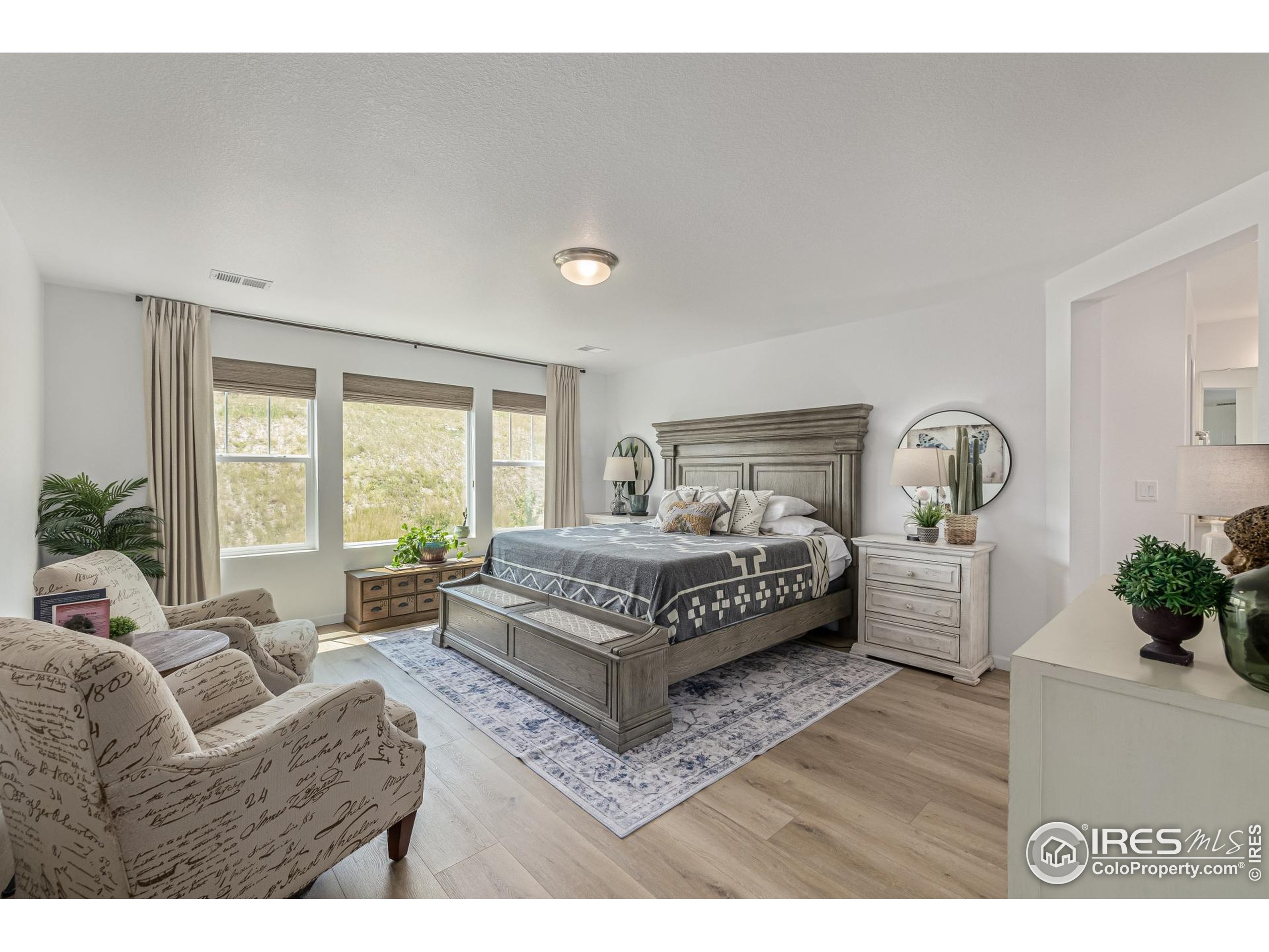 3624 Rucksack Court Castle Rock, CO 80108 - Photo 26 of 50 a bedroom with a bed a couch and potted plant with the wooden floor