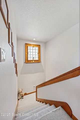 a view of a room with windows