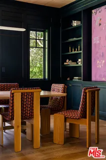 a dining room with furniture