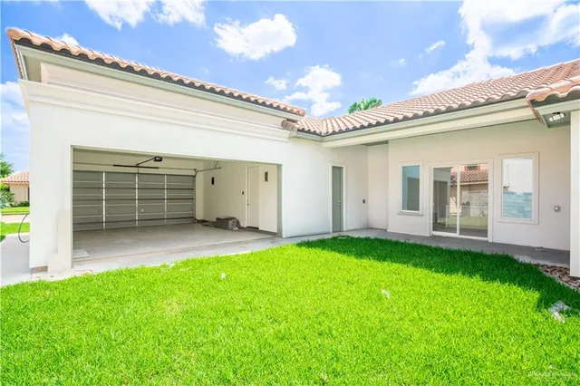 a view of a porch with a backyard