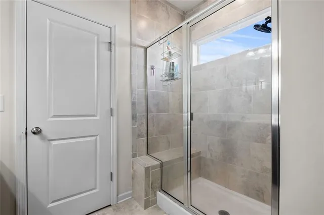a bathroom with a shower