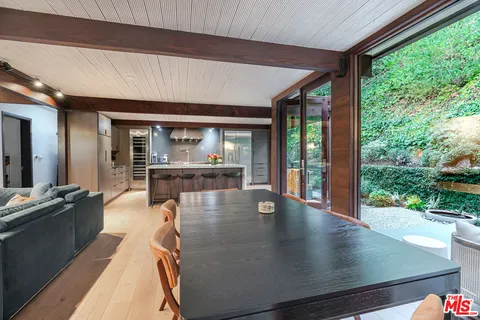 a view of kitchen with dining area