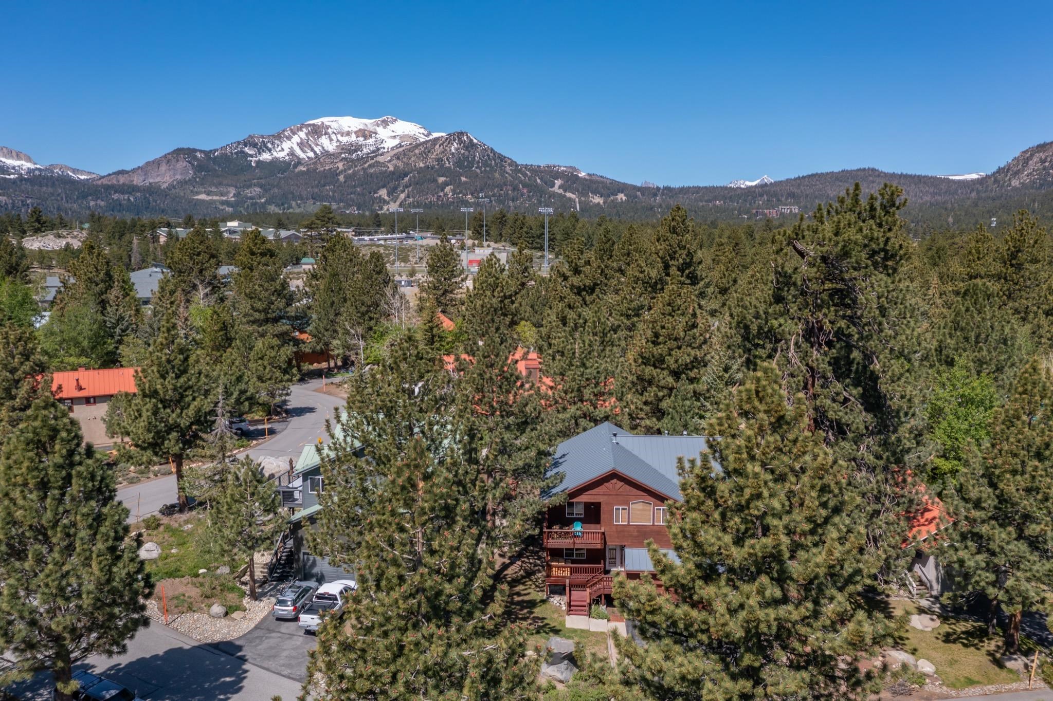 23 Trails End Road Mammoth Lakes, CA 93546 - Photo 54 of 58 Aerial perspective showcasing multiple properties nestled within a dense forest of evergreen trees