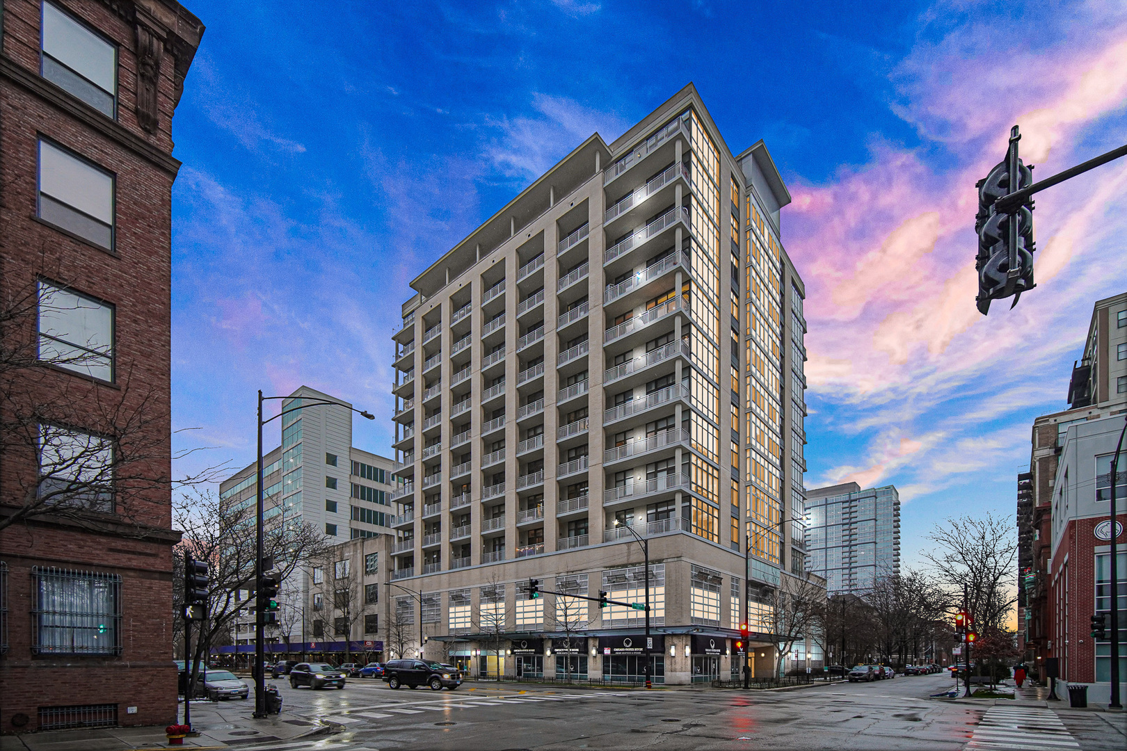 a view of a tall building