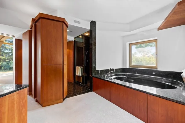 a bathroom with shower