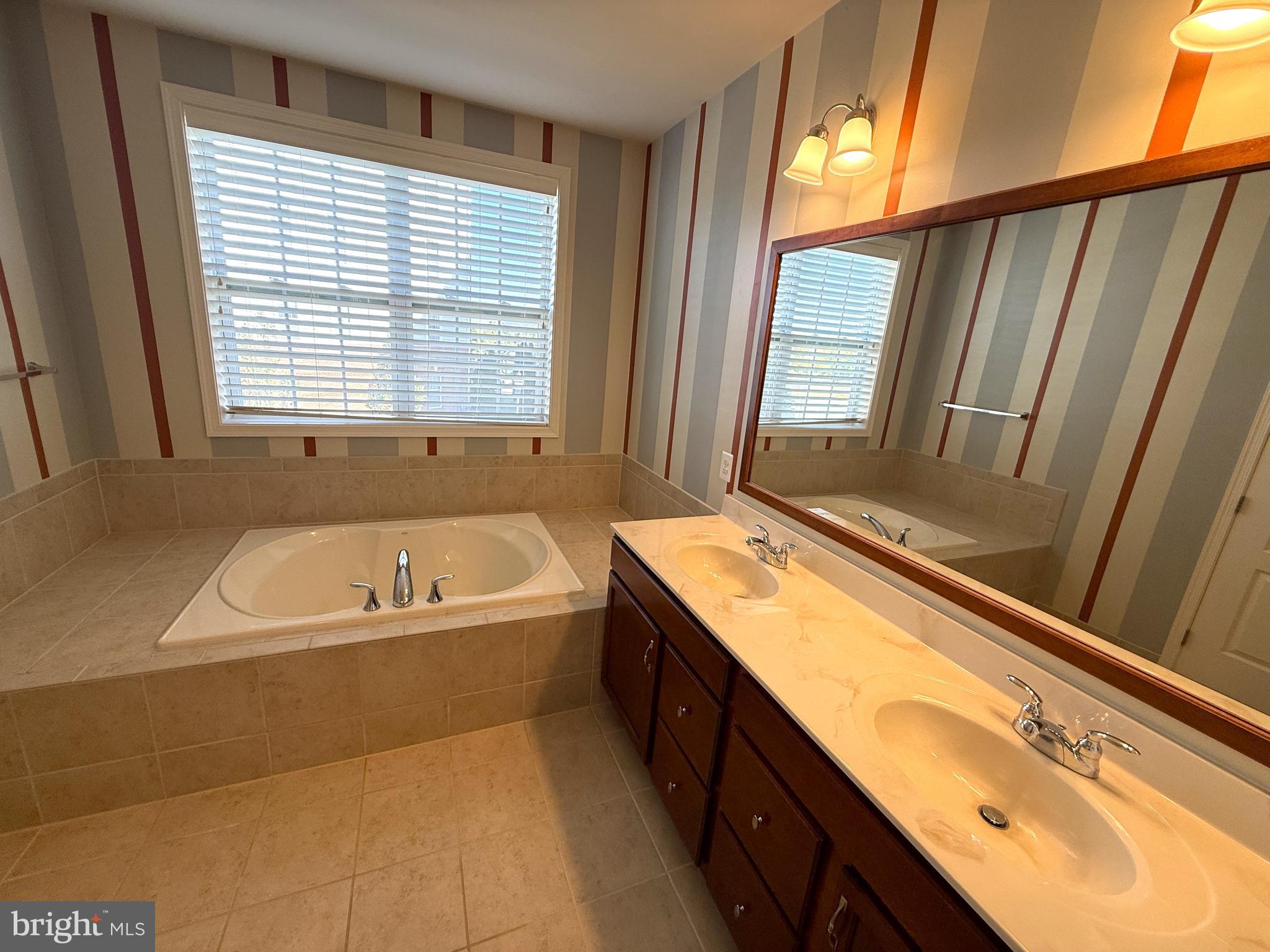 43132 Thoroughfare Gap Terrace Ashburn, VA 20148 - Photo 11 of 18 a spacious bathroom with a granite countertop tub sink and mirror