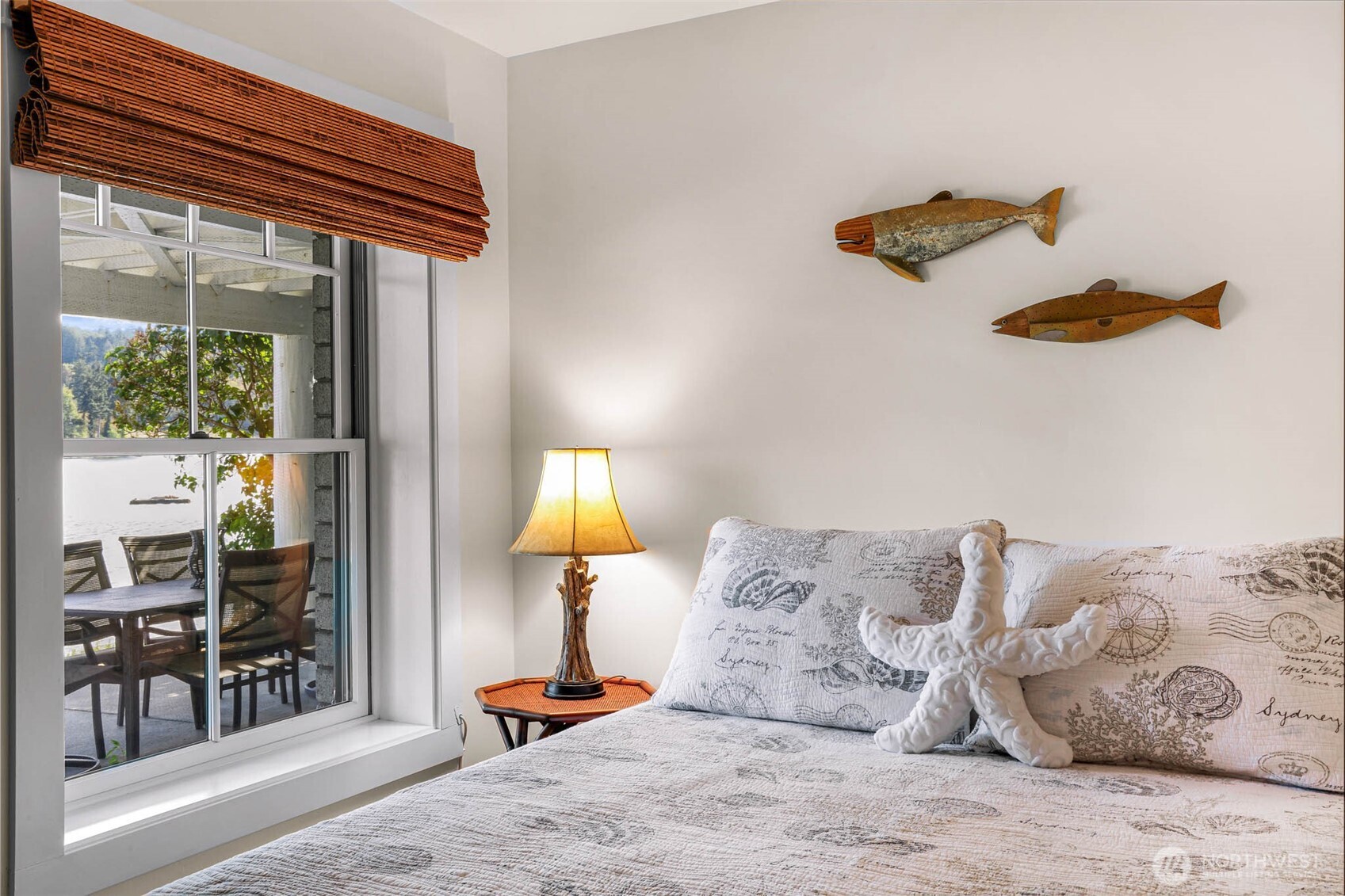 15485 Northeast Peterson Road Keyport, WA 98345 - Photo 21 of 39 a bed room with a bed and a lamp