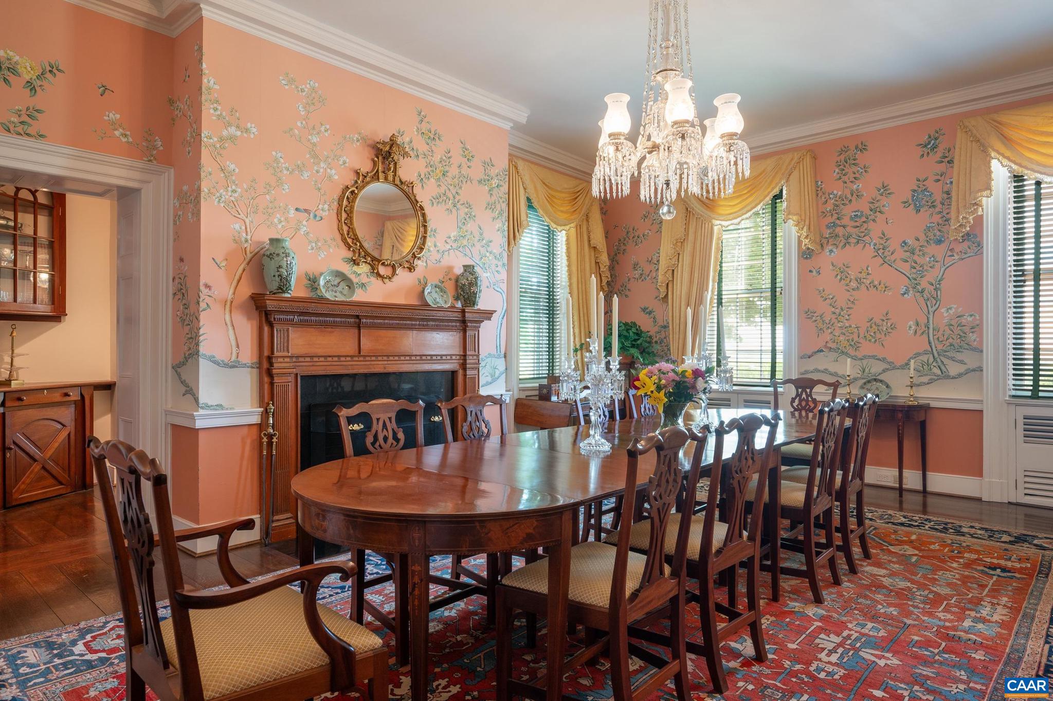 21515 Trappe Road Upperville, VA 20184 - Photo 32 of 75 a dining room with furniture a chandelier and a rug