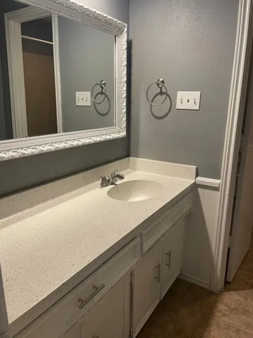a bathroom with a bathtub