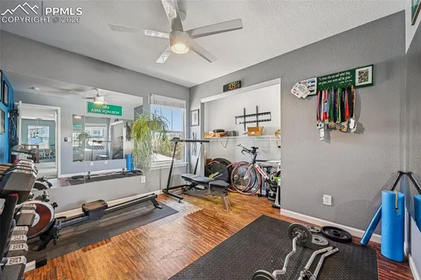 a view of a room with gym equipment