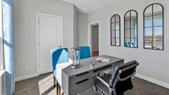 a view of small space with racks on the wall