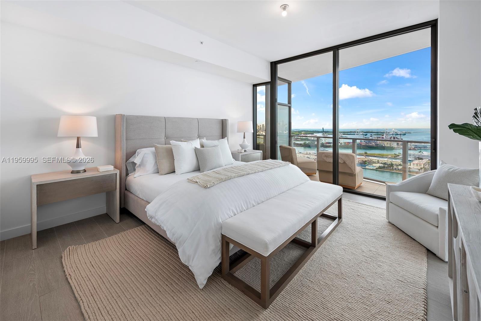 500 Alton Road, Unit 2903 Miami Beach, FL 33139 - Photo 25 of 52 a large bedroom with a bed and large window