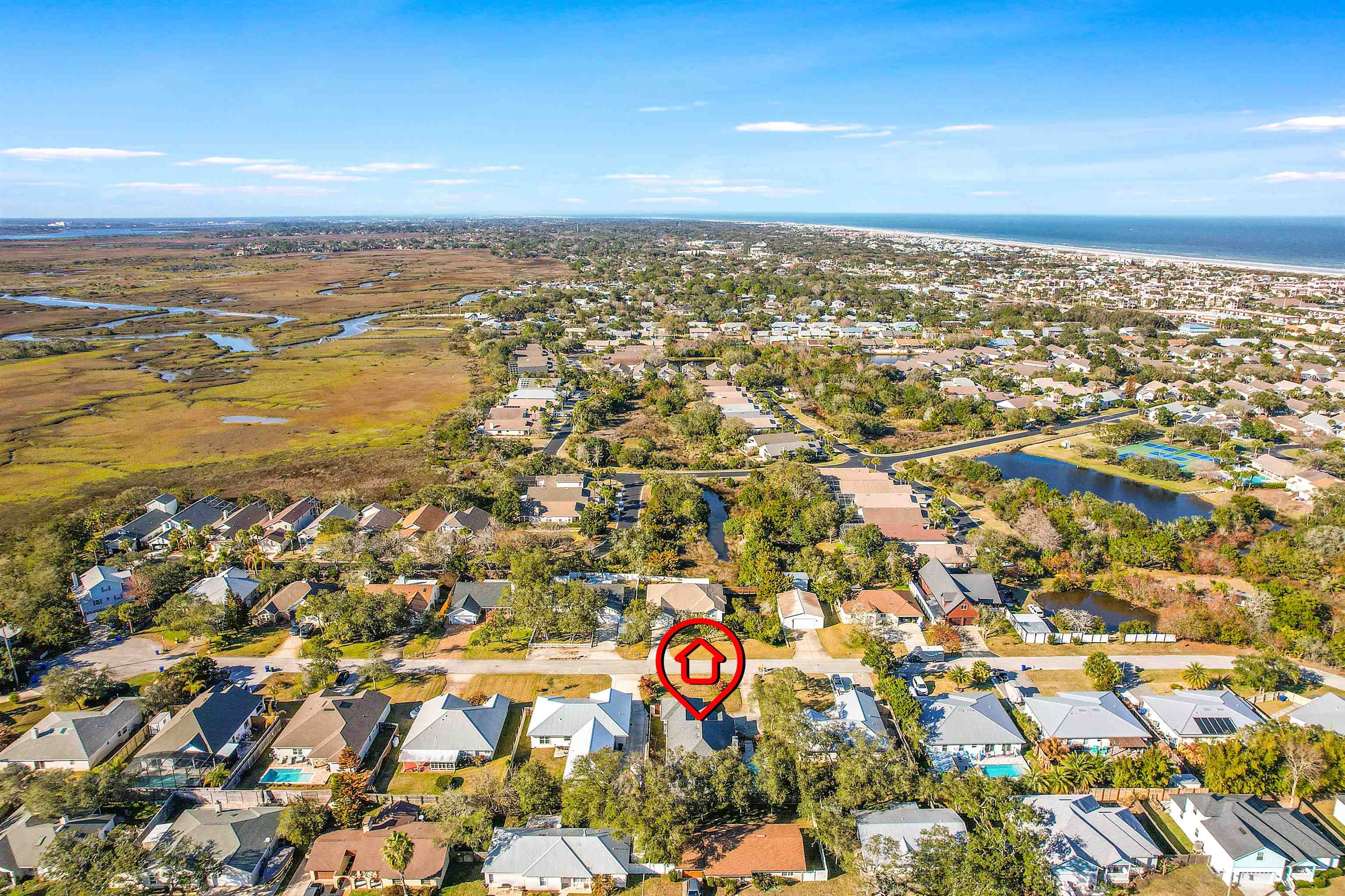 321 Mystical Way St. Augustine, FL 32080 - Photo 39 of 46 Aerial view of residential area featuring a large body of water