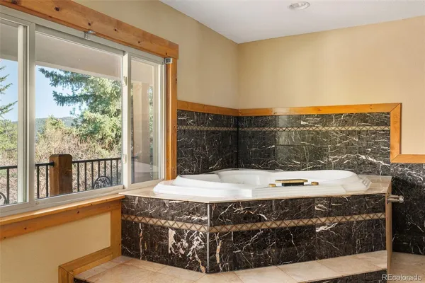 a living room with a large window