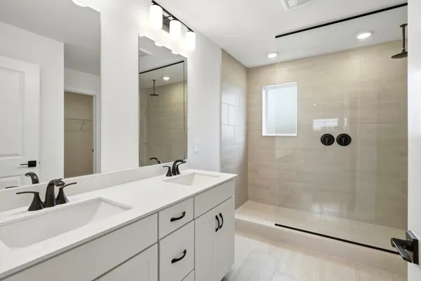 a bathroom with a shower