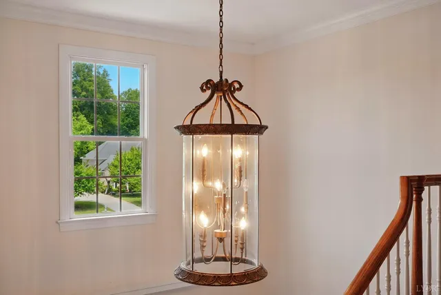 a view of a hallway with windows