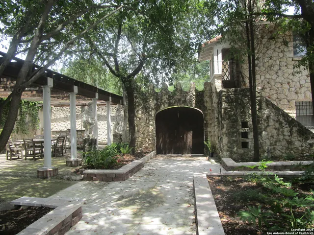 a view of a yard with a tree
