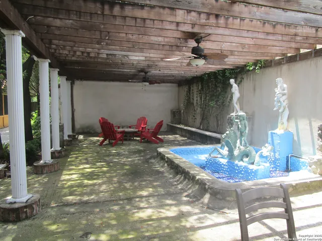 a room with lots of wooden furniture