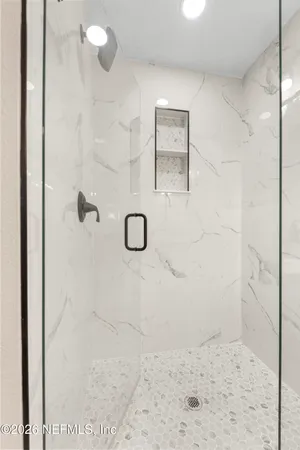 a bathroom with a shower