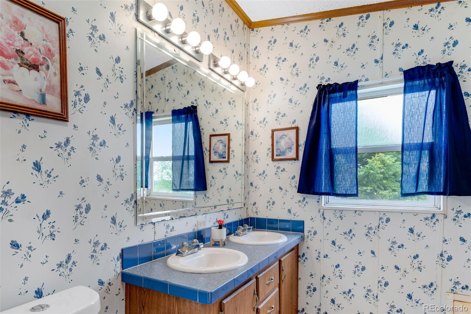 6310 West Co Road 4 Berthoud, CO 80513 - Photo 23 of 49 a bathroom with a sink and a mirror