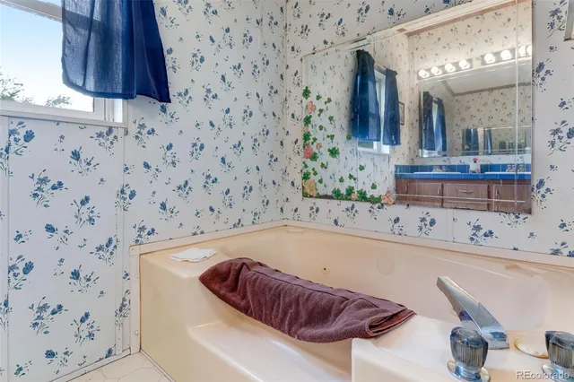 a bathroom with a bathtub and a sink