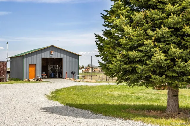 a house view with swimming pool in front of it