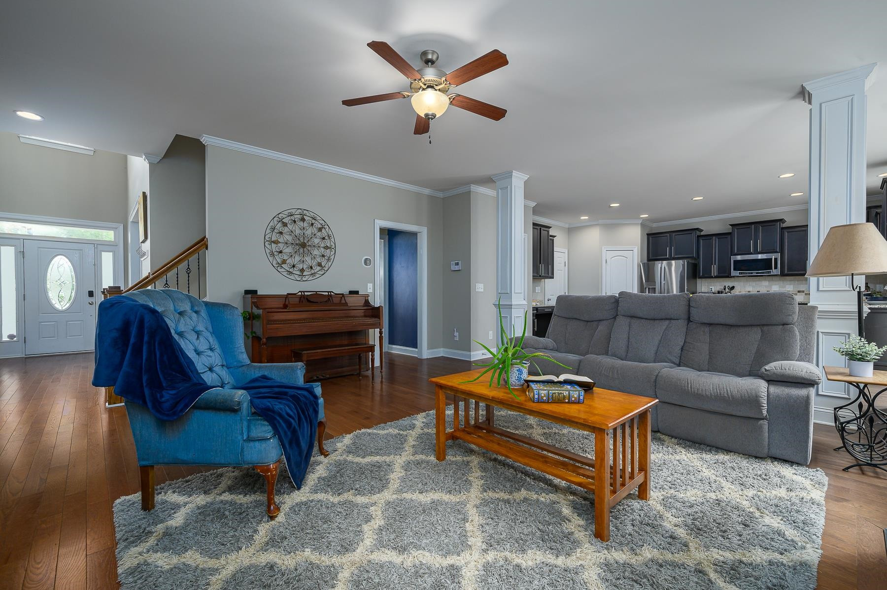 413 Mickey Lane Cary, NC 27513 - Photo 12 of 35 a living room with furniture and kitchen view